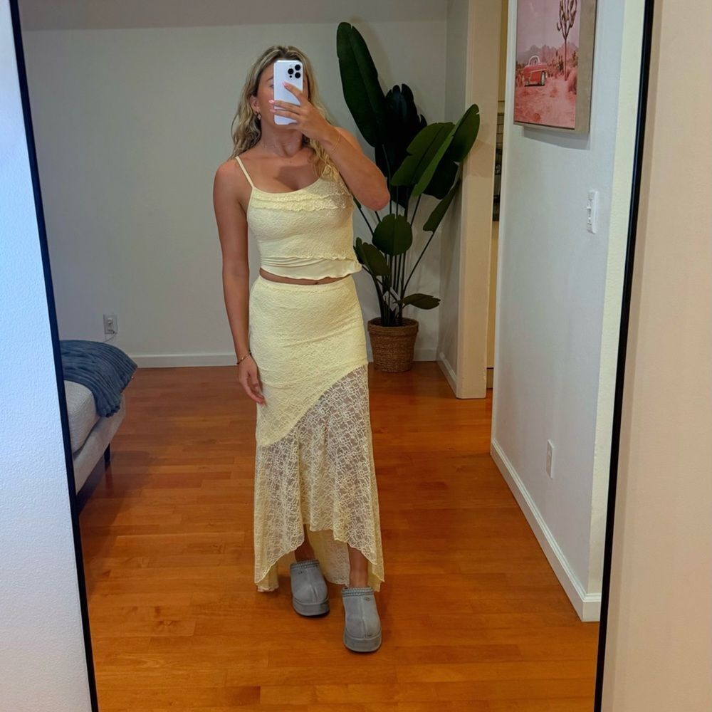 SHEIN Yellow Lace Set